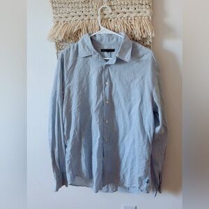 John Varvatos Cotton Long Sleeve Striped Button Down Shirt Medium Blue Gray